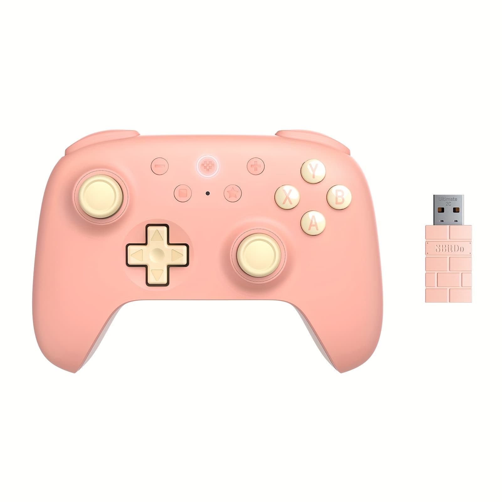 TEMU 8bitdo 2c Wireless Gamepad For Windows Pc And , Featuring A 1000 Hz Rate, Hall Effect And Triggers, And L4/r4 Bumpers (peach Color)