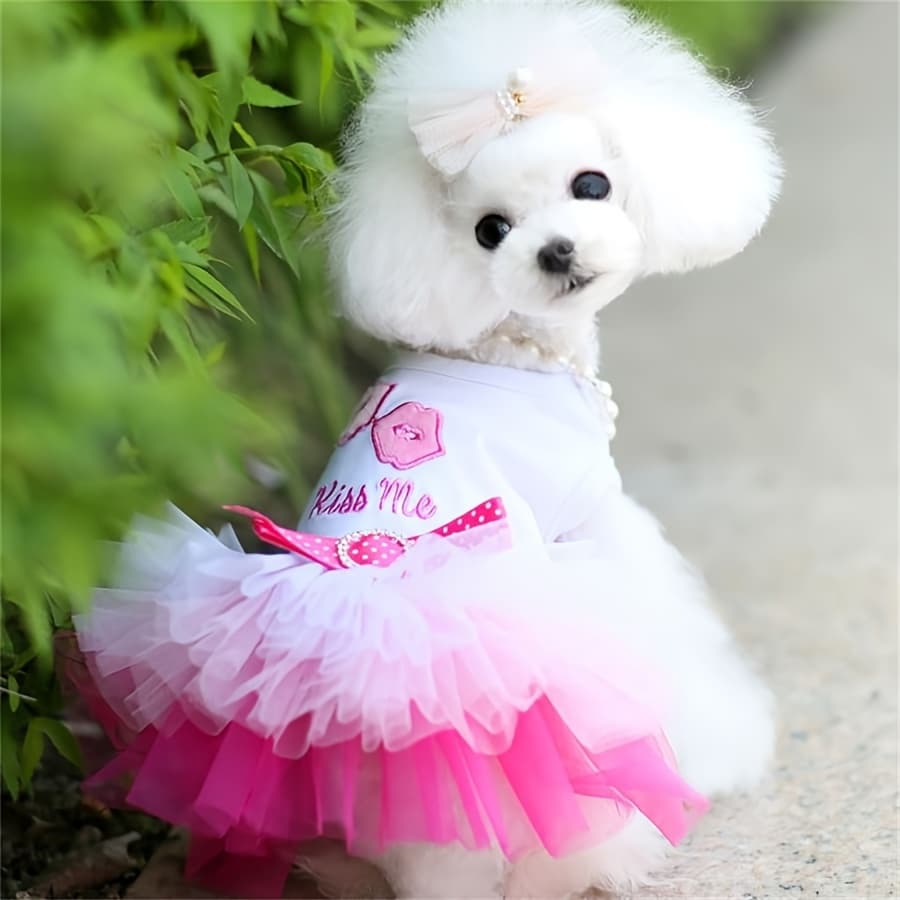 TEMU Chic Pink & Blue Tulle Dog Dress - Perfect For Spring, Summer & Fall - Ideal For Small To Extra-small Breeds