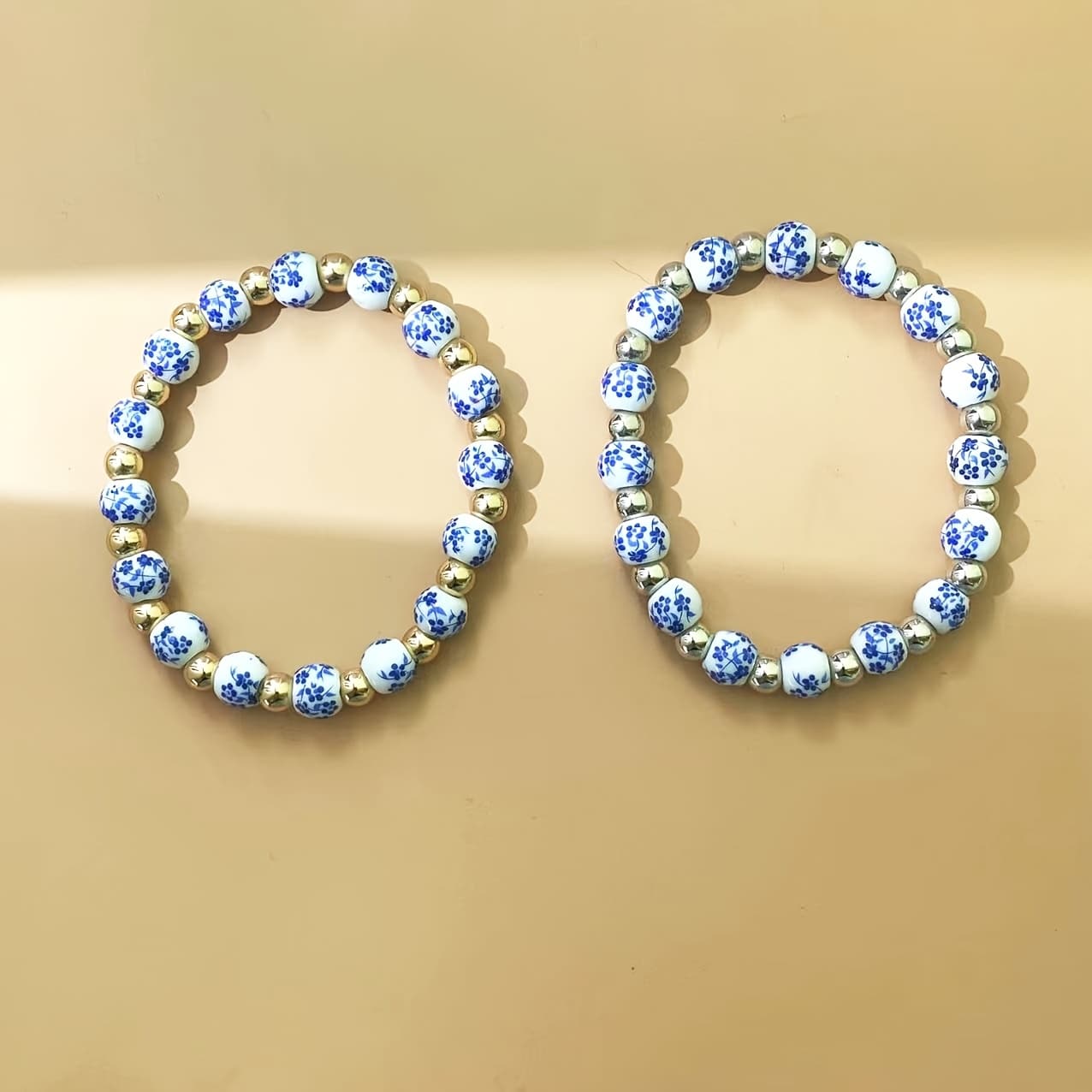 TEMU 2pcs Set Vintage Elegant Blue And White Porcelain Ceramic Bracelet, For , Luxurious, Fashionable, And , A Gift For Mom, Best Friend, Or Lover