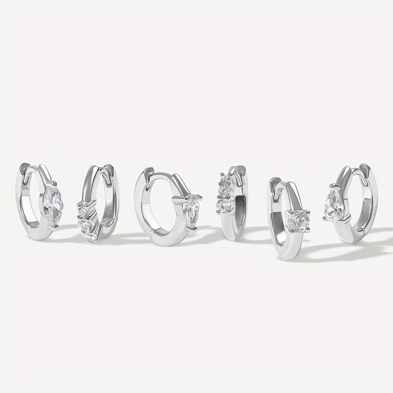 TEMU 6pcs - New European And Zirconia Earrings Set For Easter, Back To School, And Graduation Season, Featuring A Unique Asymmetrical Design