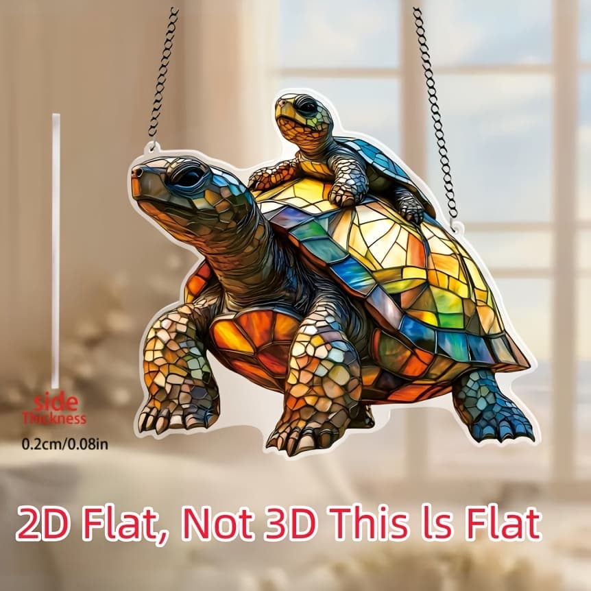 TEMU 2d Flat - 2d Vibrant For Turtle Light Catcher-8 Inch X 7.1 Inch Acrylic Decoration, Perfect Gift For , Wall And Room Decoration, Plastic, , Decorative Plaque And Statue