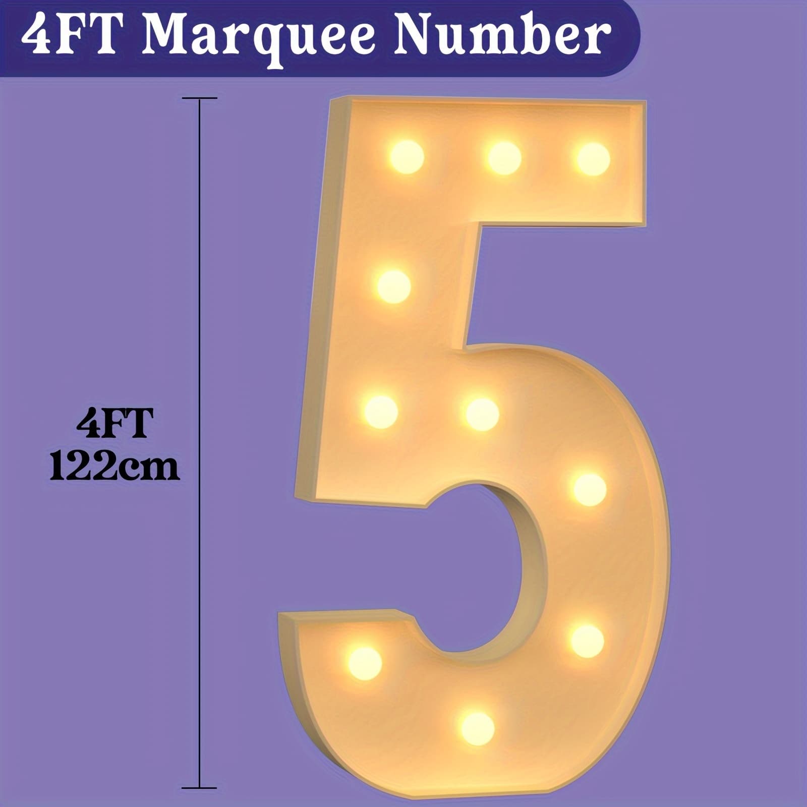 TEMU 4ft/48in/121.92cm With Light String Warm Yellow Light Popular Age Numbers For Birthday, Prom, Graduation, Wedding, Engagement, Graduation, Holiday Party Background Arch Decoration