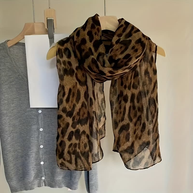 TEMU 100% Polyester, Chiffon Vintage-style Long Shawl, Lightweight And Warm Decorative Neck Accessory, , Feather-free, Suitable For Outdoor Use, Headband