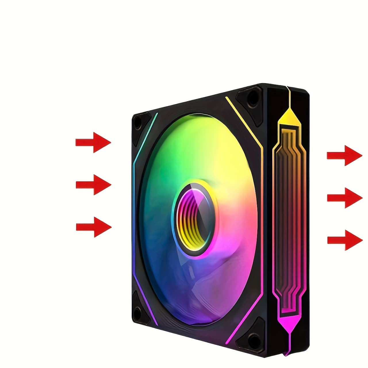 TEMU Computer Cooling Fan With Argb Mirror Loop Lighting Effect, Water Cooling 120mm Cooling Fan