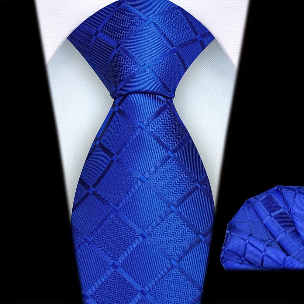 TEMU Ricnais 2pcs Men's 8cm Tie And Pocket Square Set - High-quality Classic Wedding Party Business Accessories, Perfect For Groomsmen Gifts Christmas Presents