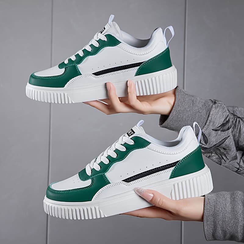 TEMU [ Sneakers] Non-slip Durable Sneakers - Design | Lace-up For Casual Attire, Versatile Modern Sneakers, Textured Sole Sneakers, Women Shoes