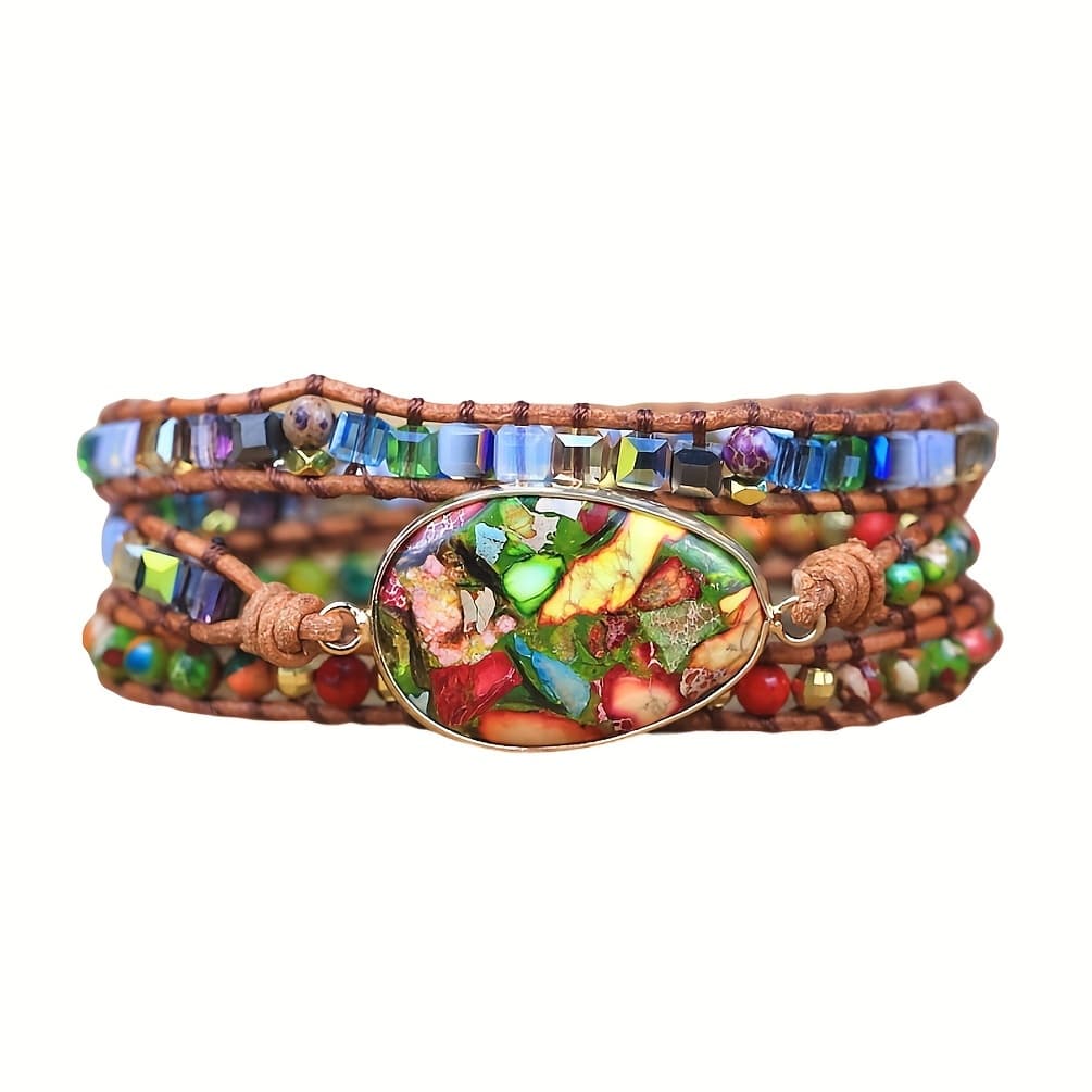 TEMU Women Wrap Bracelet Boho Natural Colored Turquoise Jasper Beads Strand Bracelets