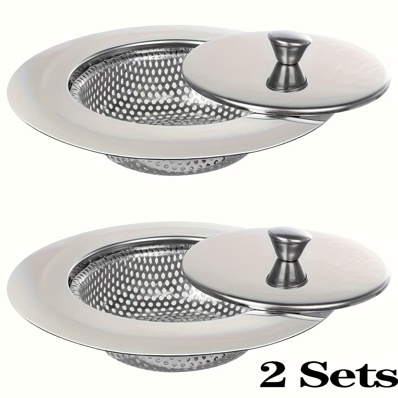 TEMU Set Of 2 304 Stainless Steel Filters For Kitchen Sinks, Designed With A User-friendly Mesh That Cleaning - Drainage Filters That Eliminate Odors For Vegetable Sinks, Floors, And Kitchens