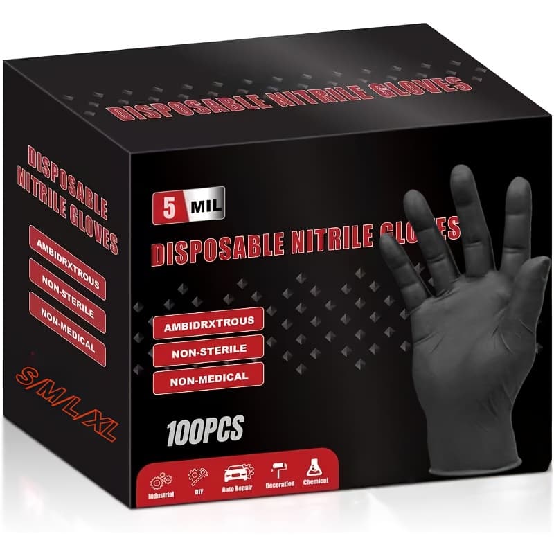 TEMU Thickened Disposable Nitrile Gloves | Diamond Fingertip Pattern, Latex Free And Powder Free, Suitable For Automotive Maintenance, Heavy-duty Industrial Gloves Suitable For Cleaning And