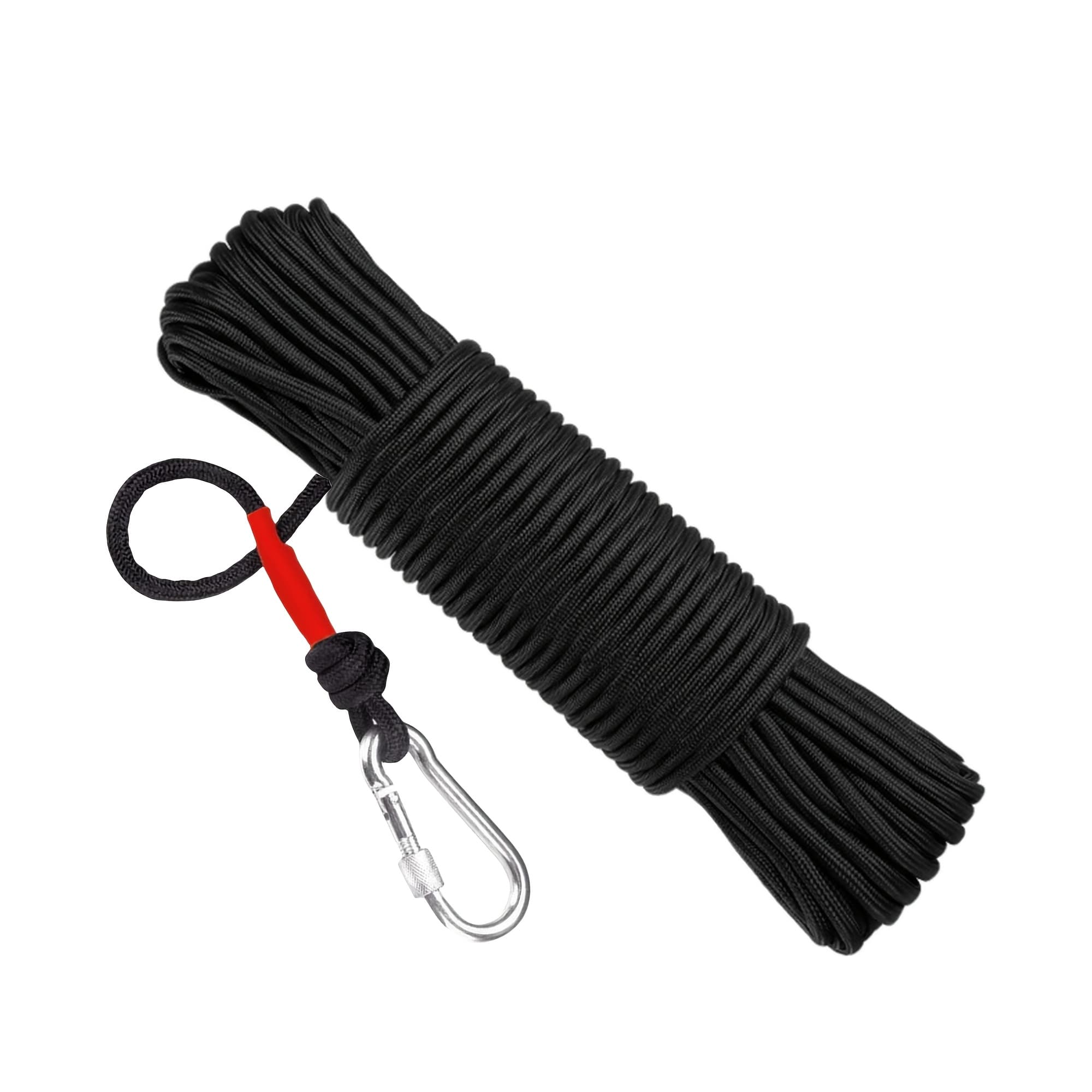 TEMU Black Braided Nylon Rope With Red - Durable Mooring Line For Inflatable Boats, Camping Gear, Pet Leashes & Outdoor Activities, Camping Gear Essentials|durable Rope| Detail