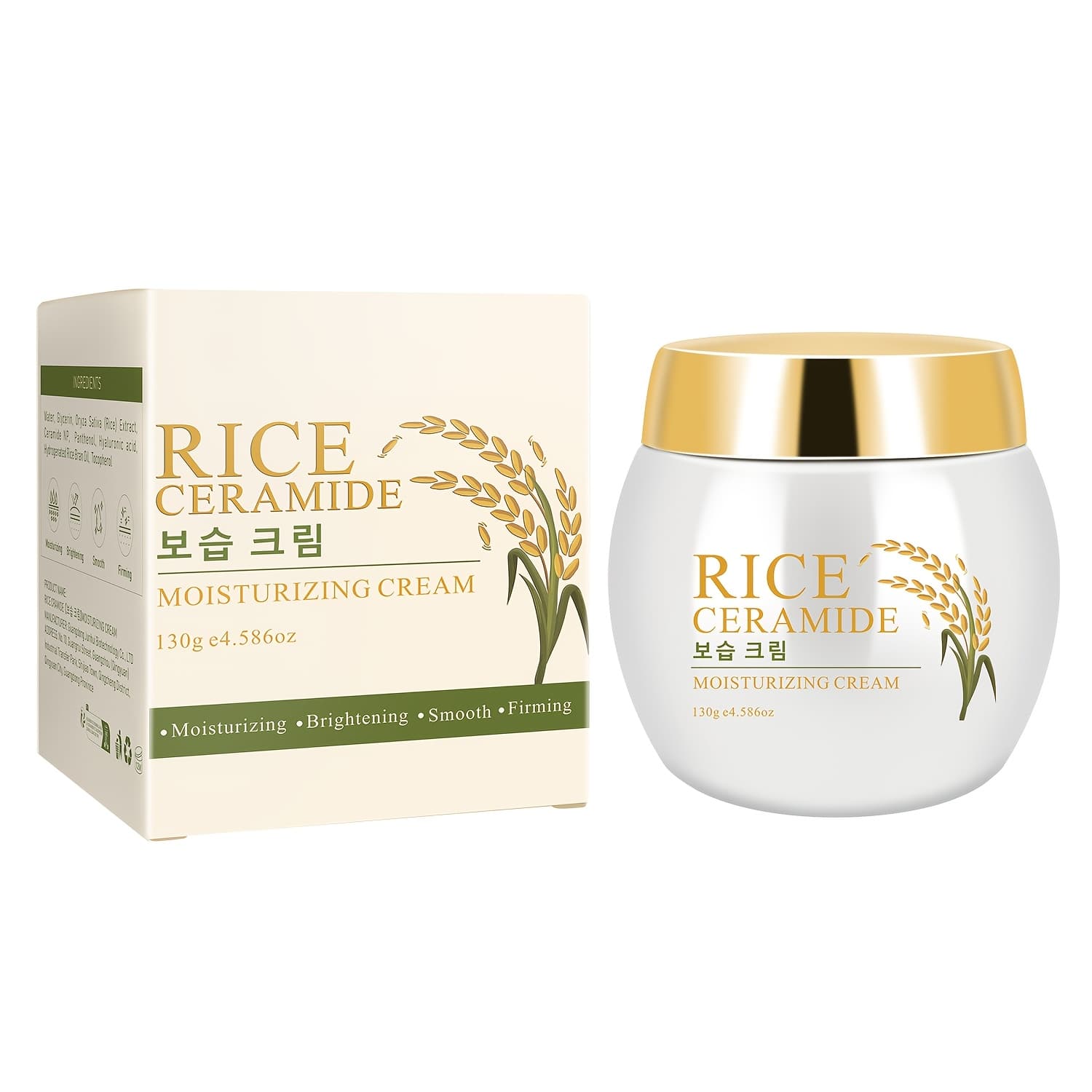 TEMU 130g/4.586oz Rice Ceramide Cream With Vitamin E And Hyaluronic Acid, Boost And Night Moisturizer Skin Care For Face And Neck