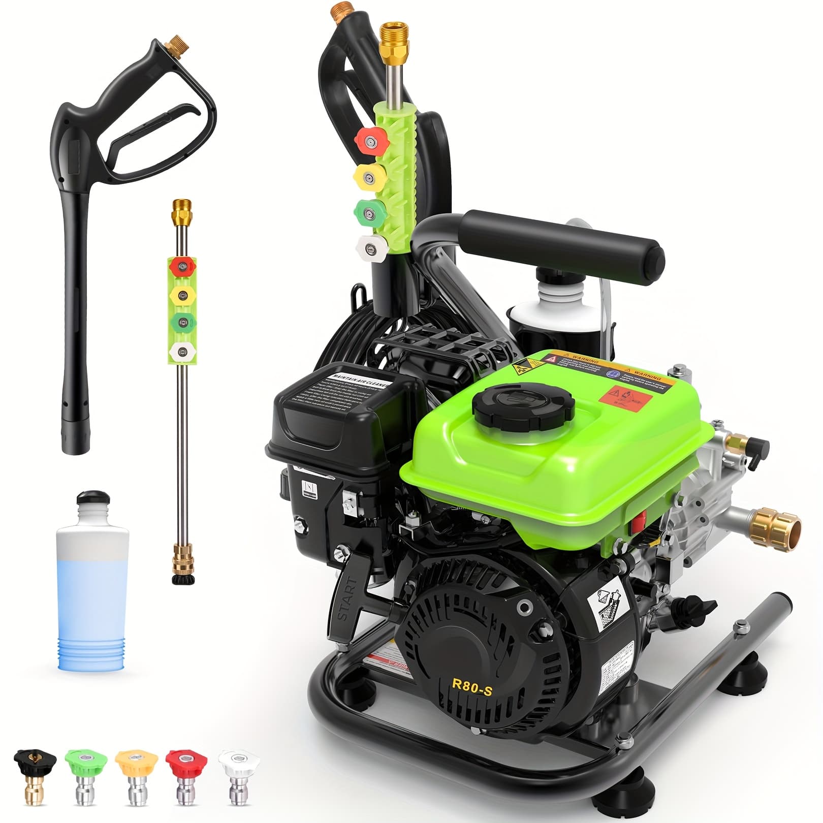 TEMU 3500psi Gas Pressure Washer 2.4gpm Washer 79cc Gas Powered Washing Machine Commercial High Pressure Washer With 25ft Hose And 5 Nozzles For Patio Garden Yard Vehicle, Epa/carb/etl