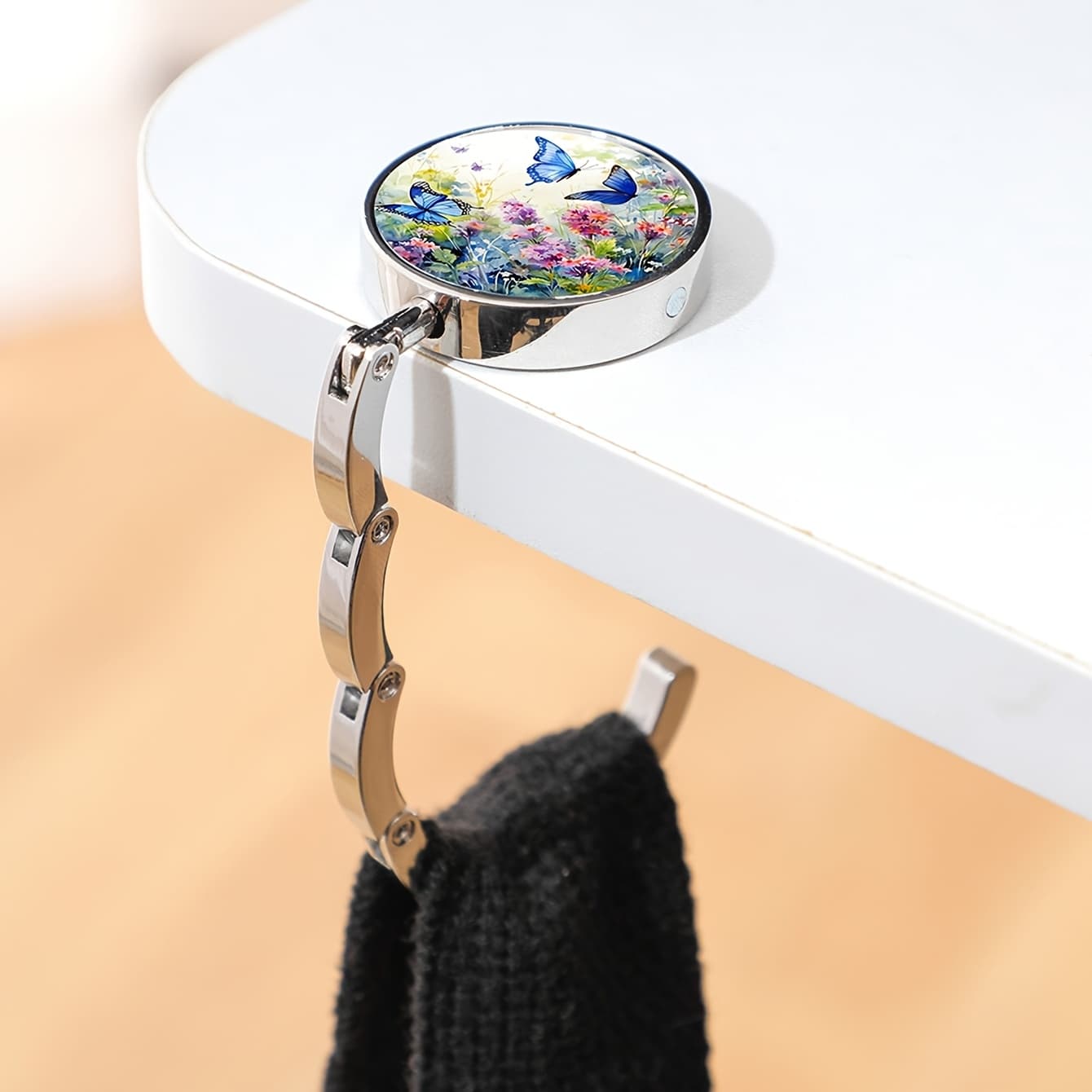 TEMU 2d Flat Plane Hanging Hook, Table Bag Hook, Foldable Handbag Storage Rack, Collapsible Decorative Table Hook, Suitable For Travel, Halloween, Christmas, Unique Gift,