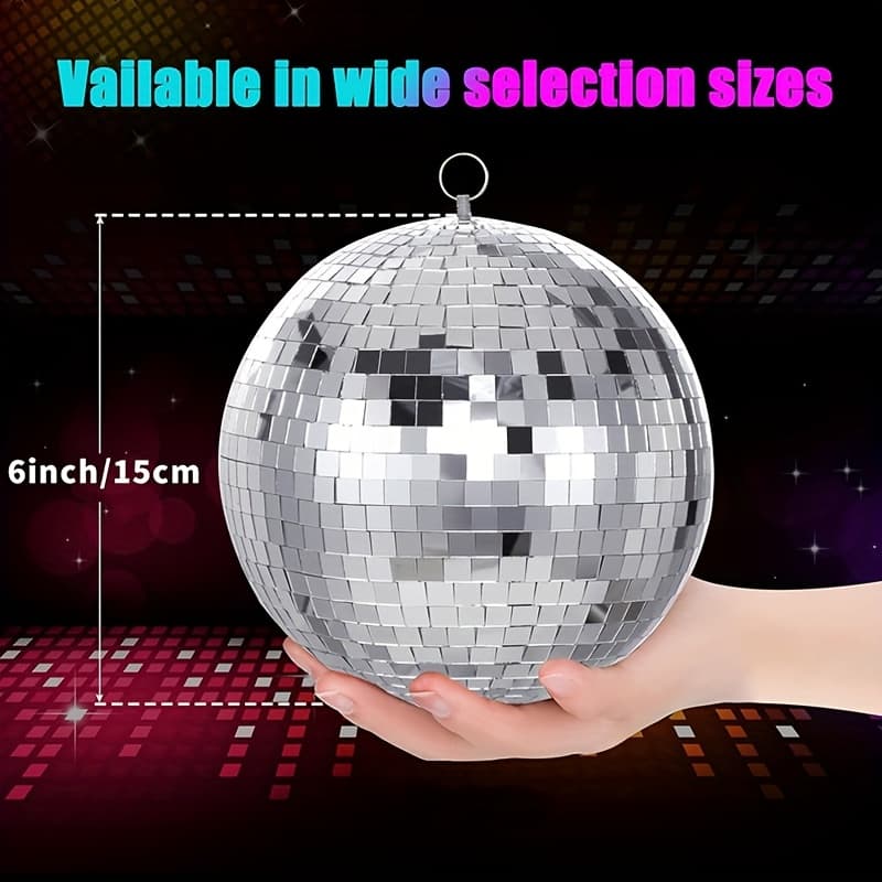 TEMU 1pc 6-inch/15cm Silvery Reflector Surface Ball Living Room Room Party Decoration Balcony Home Hanging Decor