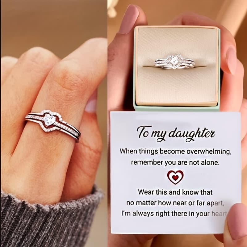 TEMU Elegant Fashion Ring With Card Box For Daughter Christmas Gift Anniversary Gift Birthday Gift, For Women