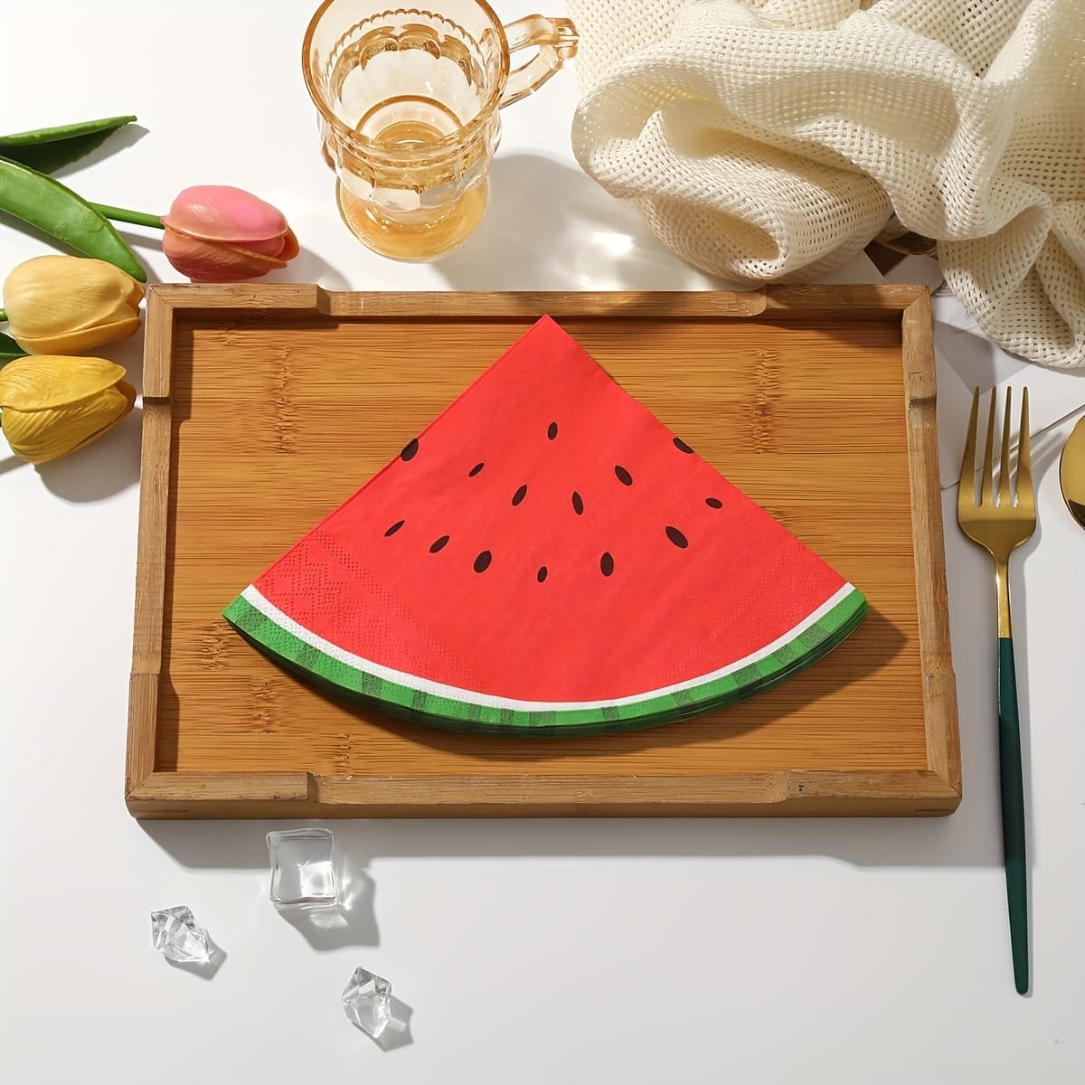 TEMU 20 New Sheets For 2024, Napkins Shaped Like Watermelons, Printed Tissues For Parties, Disposable Table Napkins For