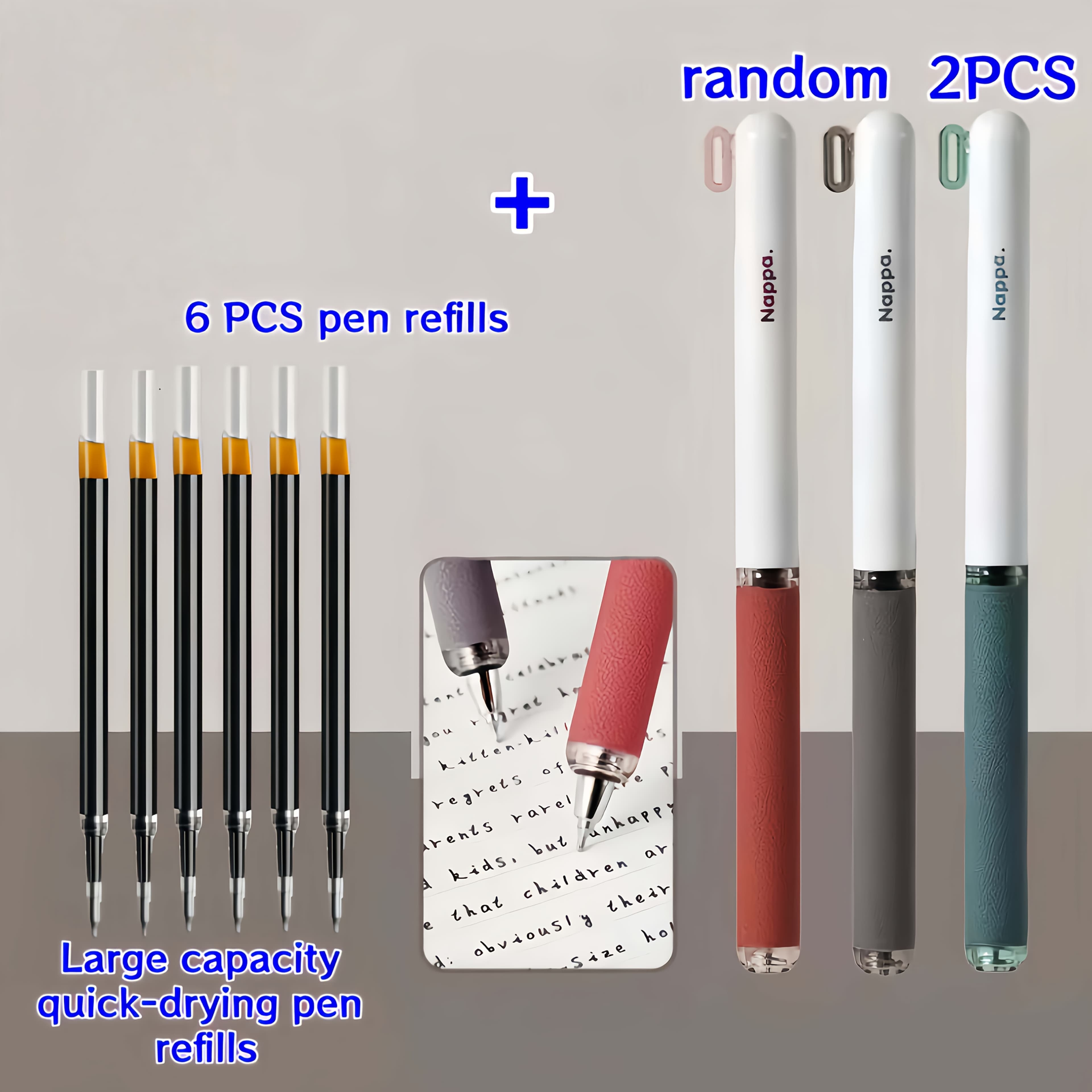 TEMU Veelar 8 Retro Side Press Neutral Pens, Random 2 Pens + 6 Refills 0.5 Black Ink Comfortable Grip, Smooth Writing Quick-drying Pen, Push-type Signature Pen High-value Ins Retro Literary Style