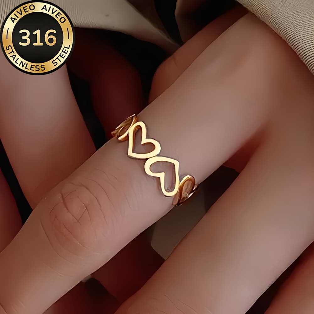 TEMU High-quality Stainless Steel Hypoallergenic , Anti-fading, Easy And Elegant, Suitable For Daily Wear Or Parties, Fashionable Women's Rings, Jewelry Additions, And An Exquisite Gift For Women