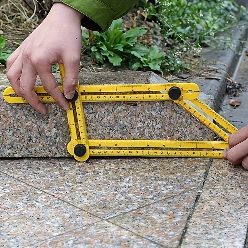 TEMU 1pc Abs Plastic Four-fold Ruler, Measuring Tool, Multi-angle Level, Protractor Combination