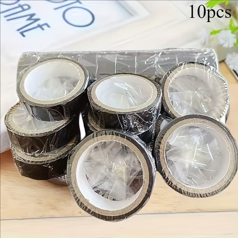 TEMU 10 Rolls Of High-quality Black Electrical Tape - High-temperature Resistant, Fireproof, Insulating Tape, Suitable For Indoor And Outdoor Use, Durable Plastic And Metal Bonding Layer