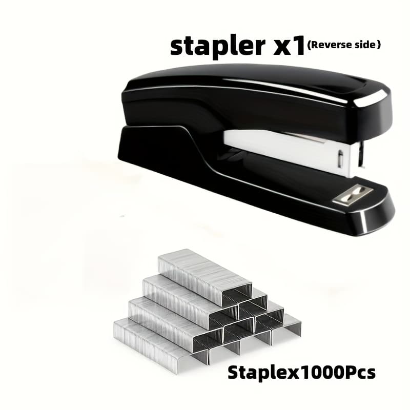 TEMU 2pcs Stapler Set | Includes A Stapler And A Box Of , Suitable For Office, School, And Home Use, Featuring Black And Scheme And Plastic Material