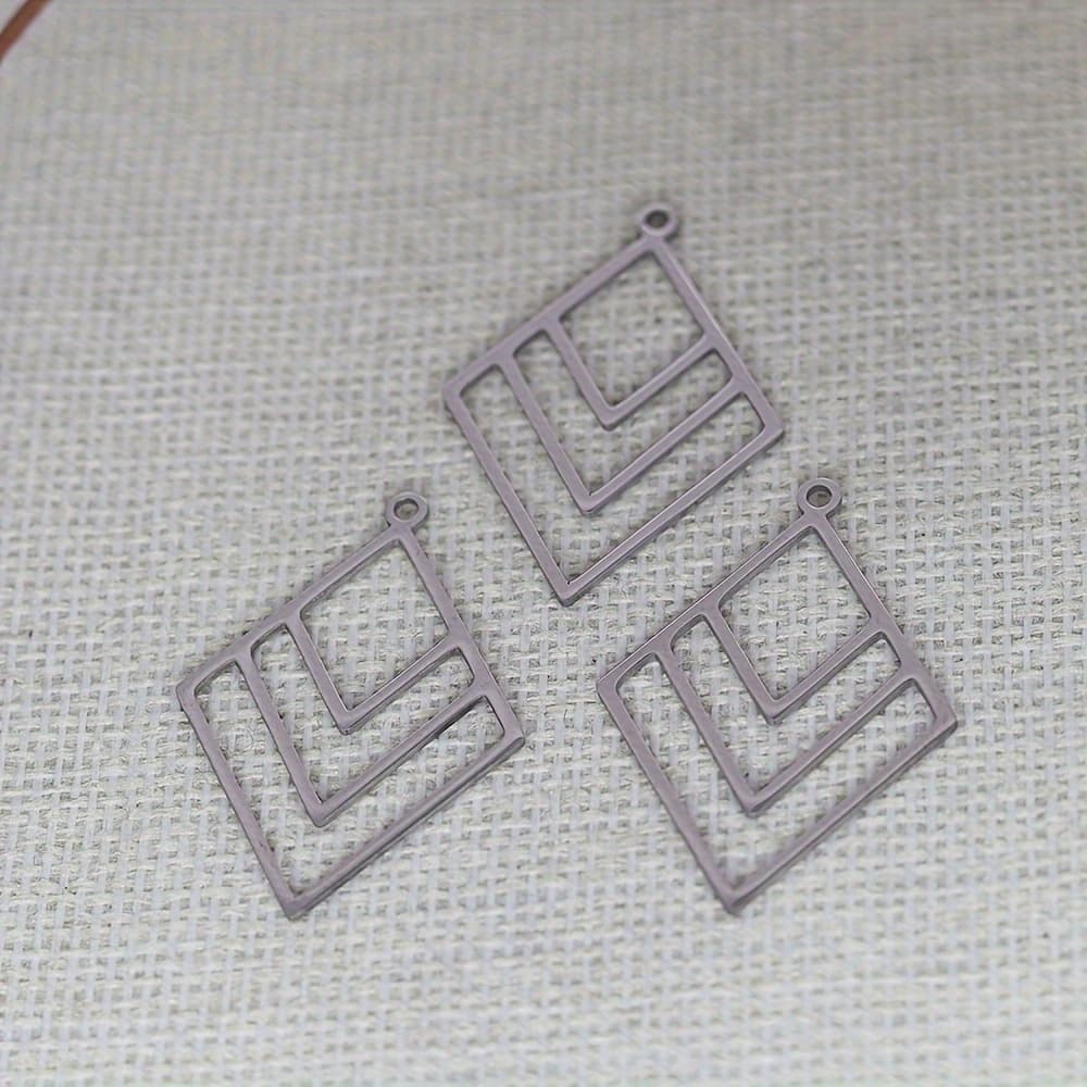 TEMU 3pcs/lot 201 201 Stainless Steel Hollow Rhombus Additions Minimalist Geometric Charms For Jewelry Making