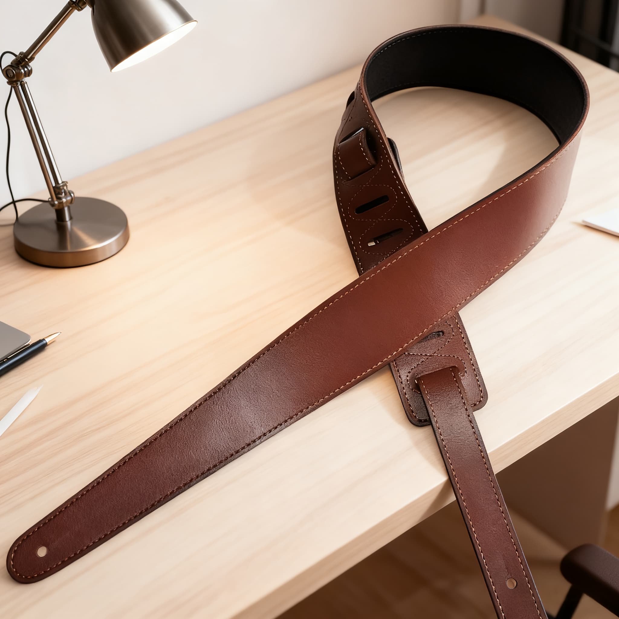 TEMU Reversible Guitar Strap, Color-, Durable Leather Material, Suitable For Musicians, Music , Concerts, Premium Texture, A Great Gift For