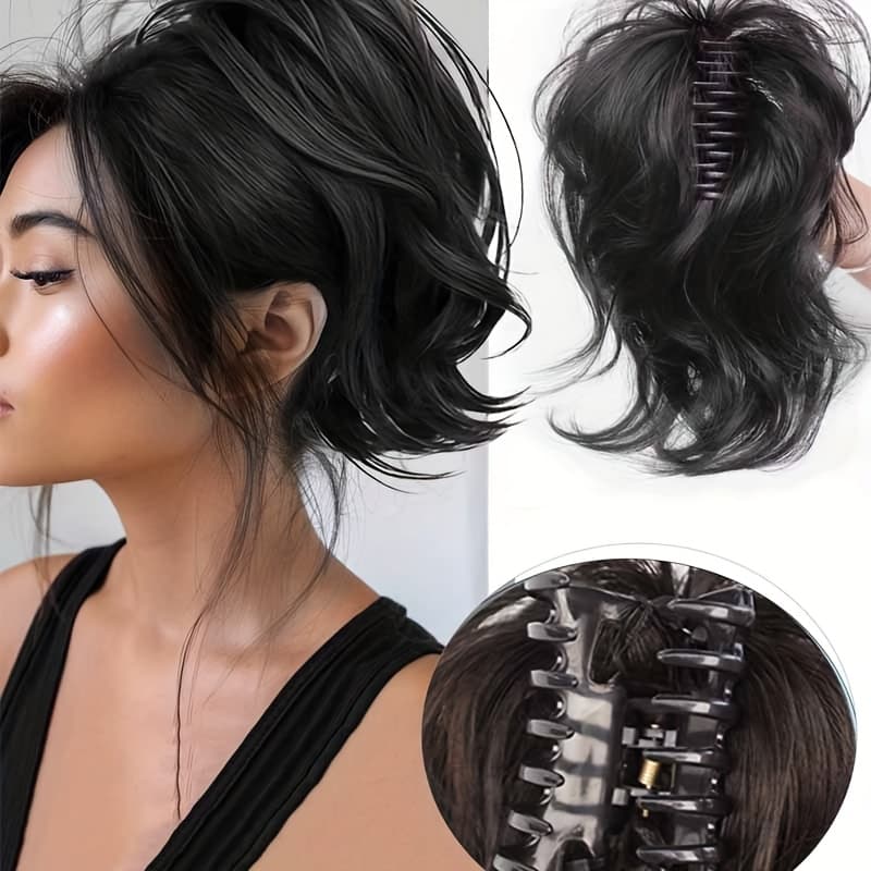TEMU Short Curly Synthetic Claw Clip Ponytail Hair Extension Women's High- Ponytail High-temperature Fiber Ponytail