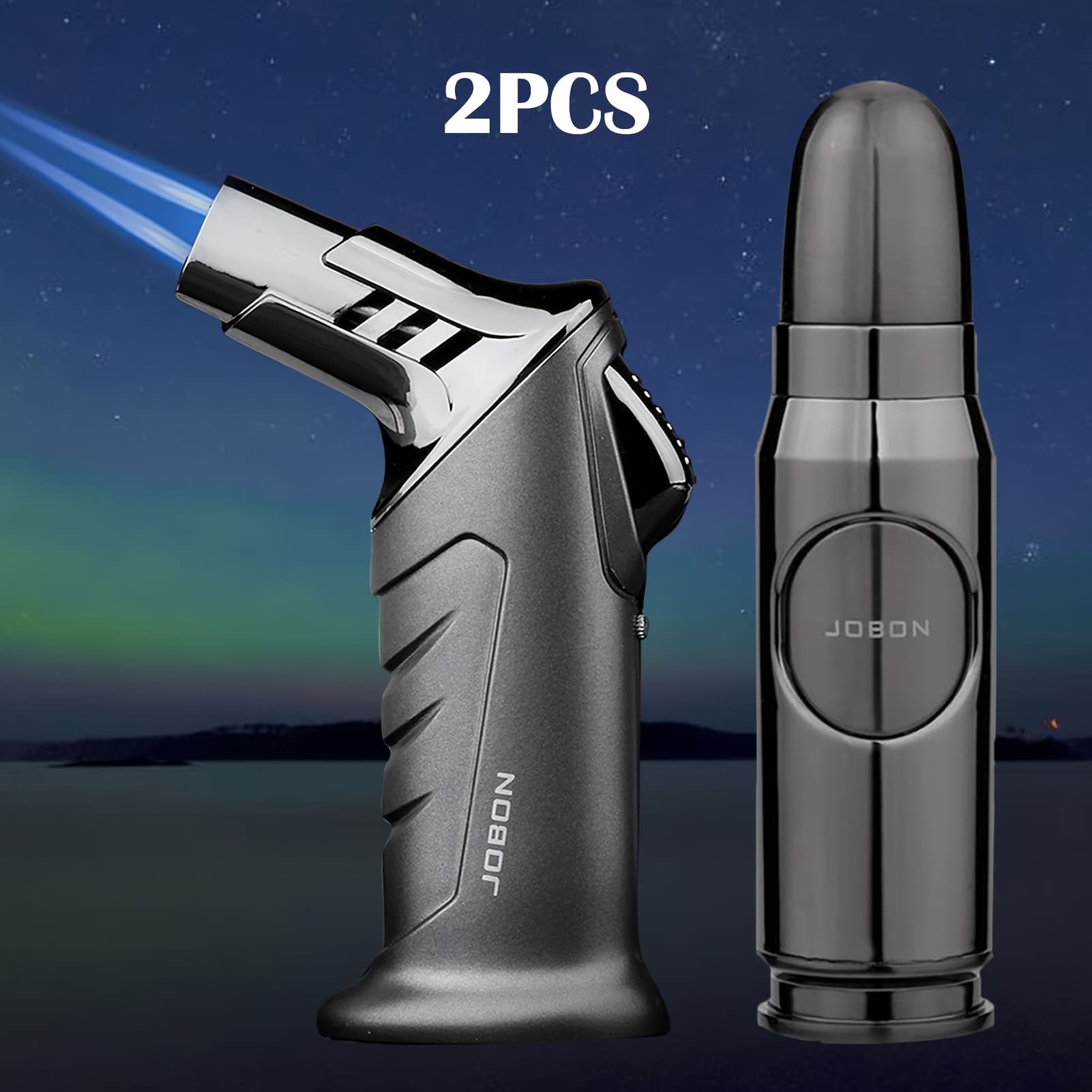 TEMU Jobon 1/2pcs High-temperature Set - Refillable, Adjustable Flame For Barbecue, Outdoor Cooking, Candle & Tasks, Heat-resistant & Protective, Gift Box Packaging In Black (gas Not Included)