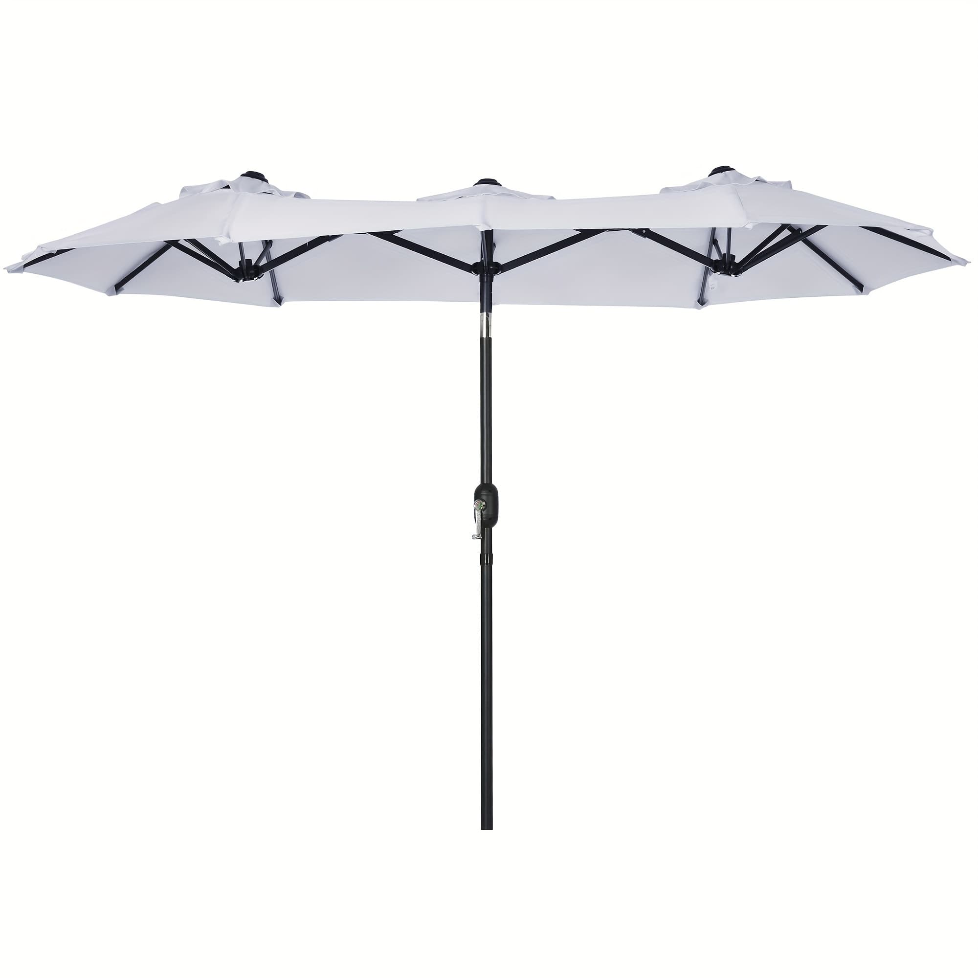 TEMU Outsunny Double-sided Patio Umbrella 9.5' Large Outdoor Market Umbrella With Push Button Tilt And Crank, 3 Air Vents And , For Garden, Deck, Pool