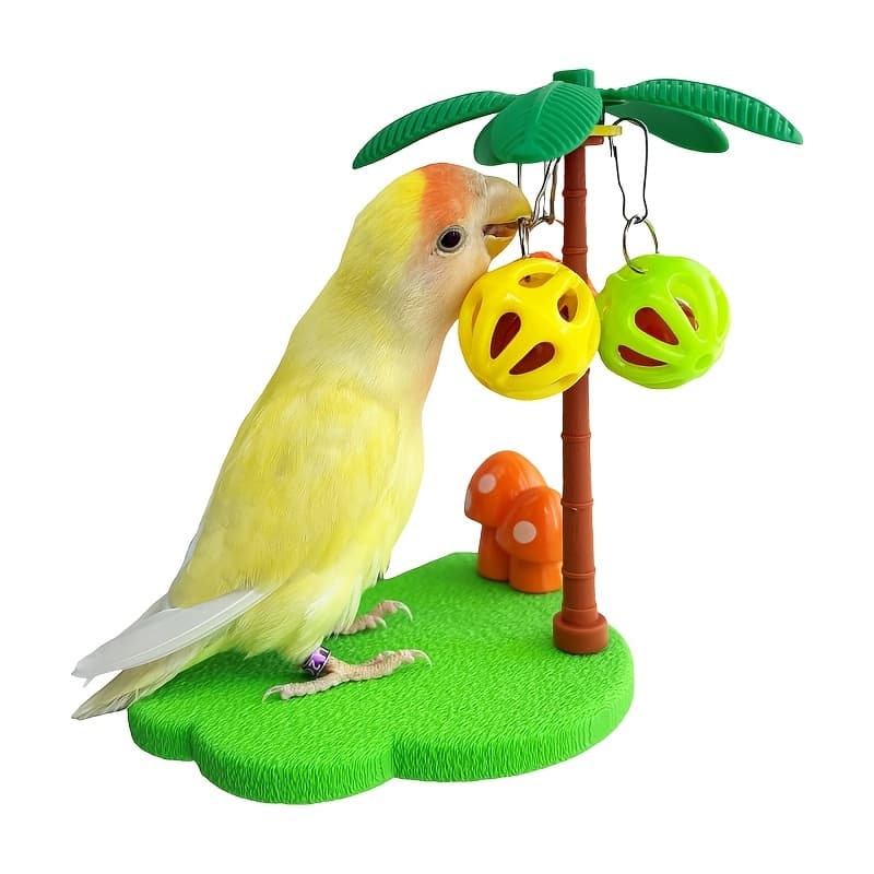 TEMU Coconut Tree Mushroom-shaped Bird Perch Stand, Decorative Parrot Toy, Chewing For Boredom Relief, Self-entertainment Bird Perch Pole, Platform, Perch, Budgie Cage Decoration