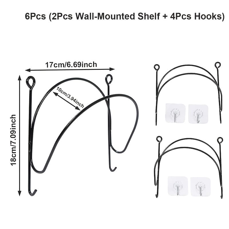 TEMU 6pcs, Iron Towel Rack Set (2pcs Wall-mounted Shelf + 4pcs Hooks), Wall-mounted Shelf With Hooks, Space-saving, For Bathroom Kitchen Decor, Multifunctional Storage, Bathroom Organization Storage