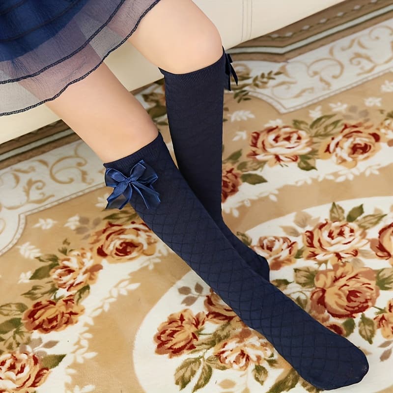 TEMU 1 Pair Of Girls' Cute And Mesh Calf Socks
