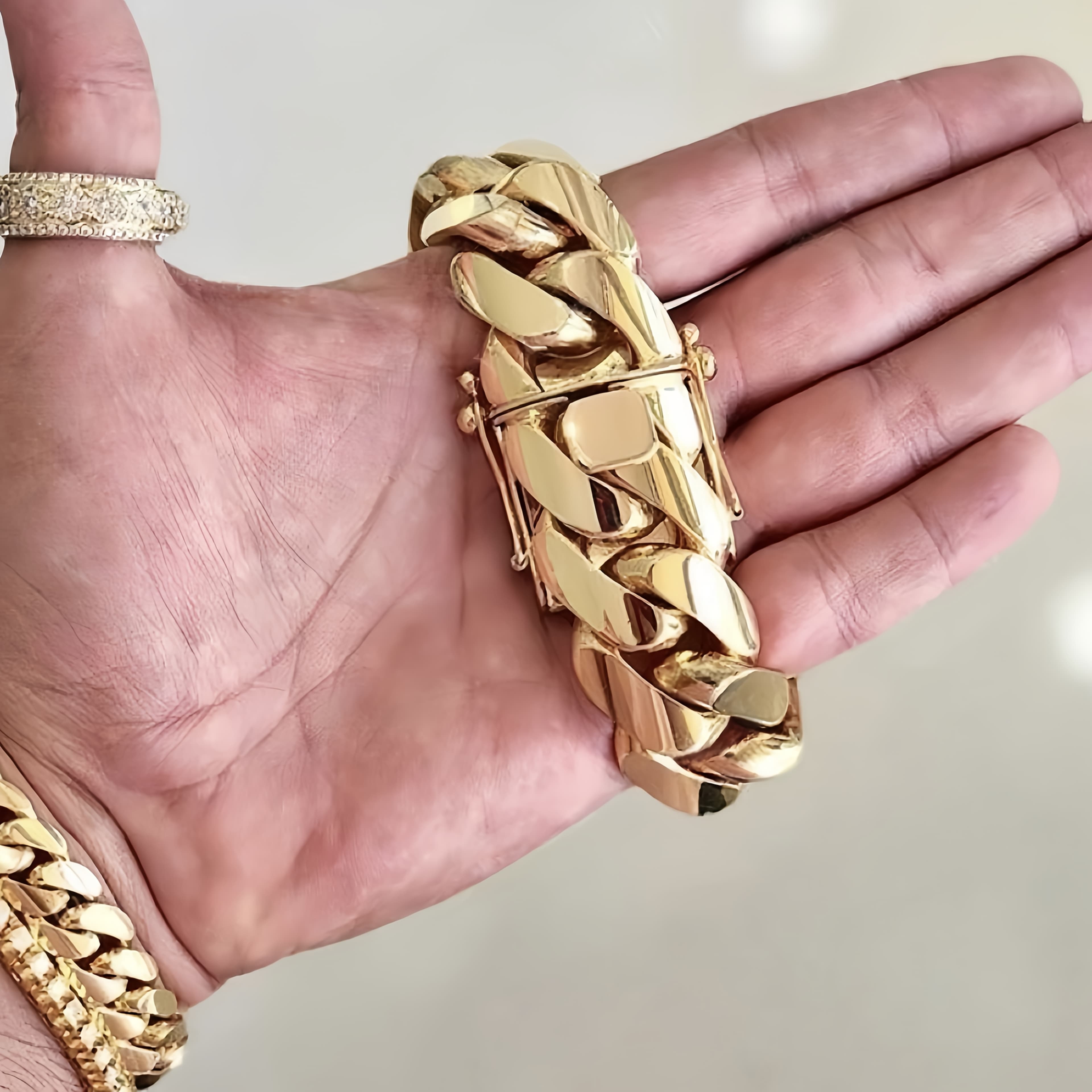 TEMU 18mm Hip Hop Fashion Trendy Bracelet Wide Version, Vacuum Plated Body, Anti Sweat And Allergy Resistant, Length Optional