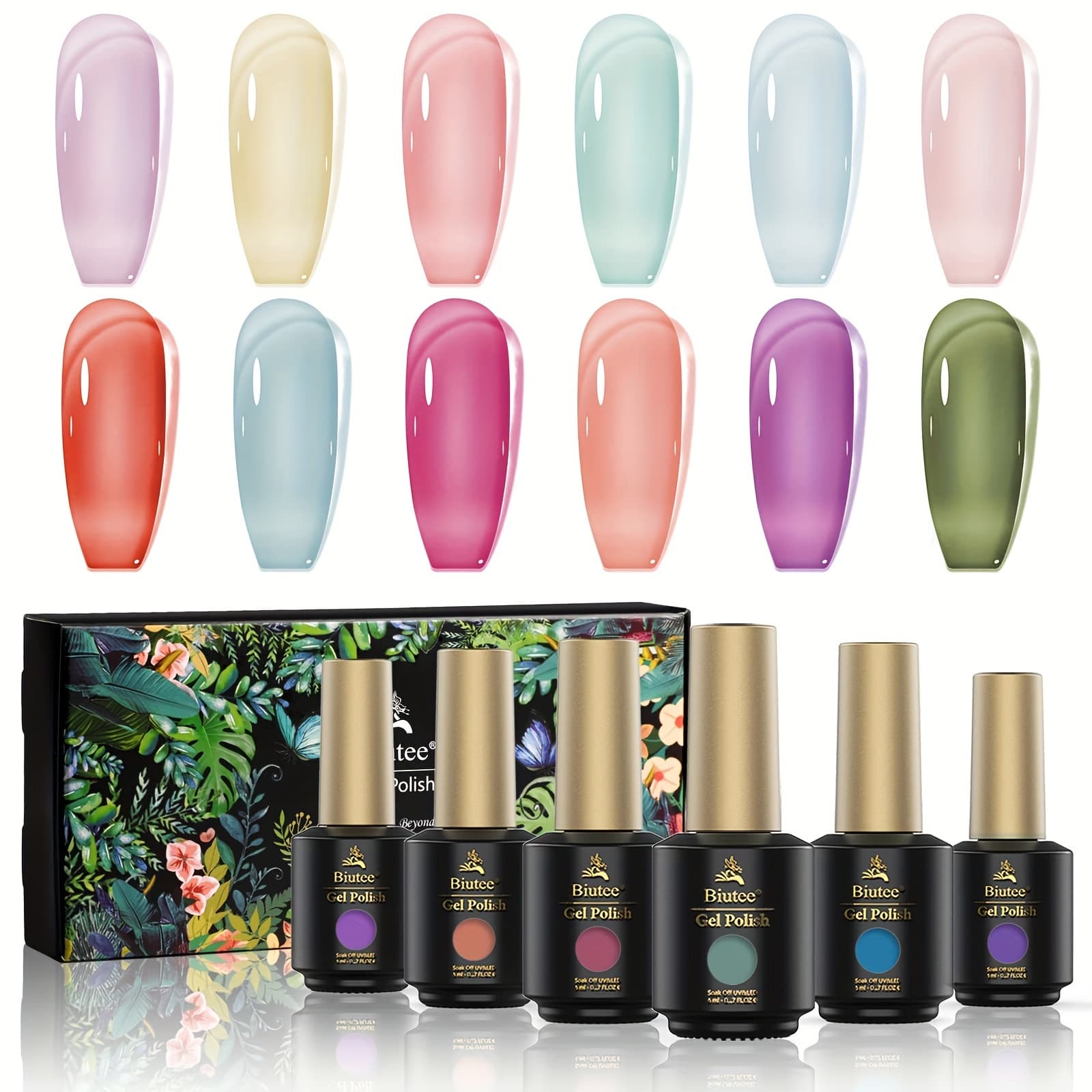 TEMU Nail Polish Transparent Gel Polish Pastel Translucent Gel Nail Polish Jelly Gel Polish Uv Sheer Gel Polish Sunshine Color Changing Soak Off Nail Art