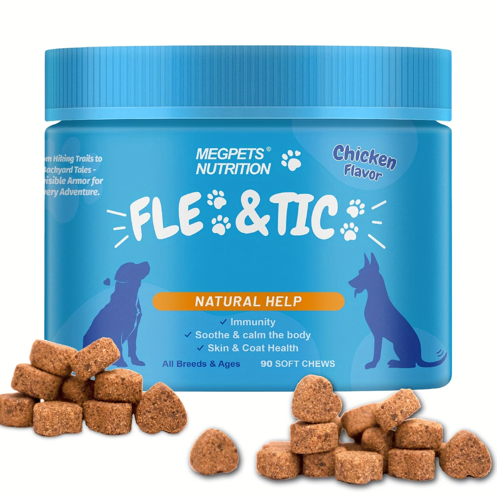 TEMU Natural Fle & Tic Health For Dogs- Skin & Digestive And Supplement- With Natural Meal, Coriander, Yeast, All Breeds & Ages, 90 Count, Flavor