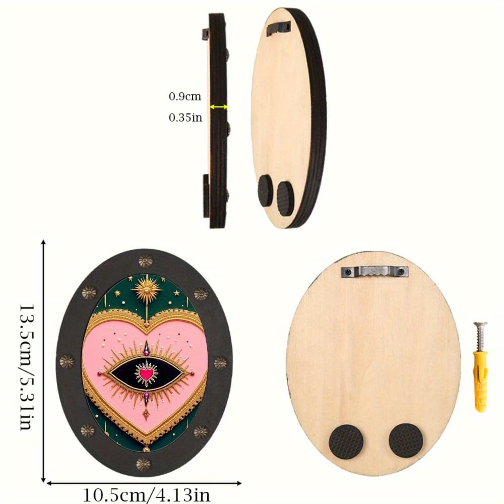 TEMU 1pc Vintage Oval Photo Frame With & Heart Patterns - Elegant Frame Picture Frame Suitable For Photos, Artwork, Portraits - Retro, Durable Oval Picture Frames