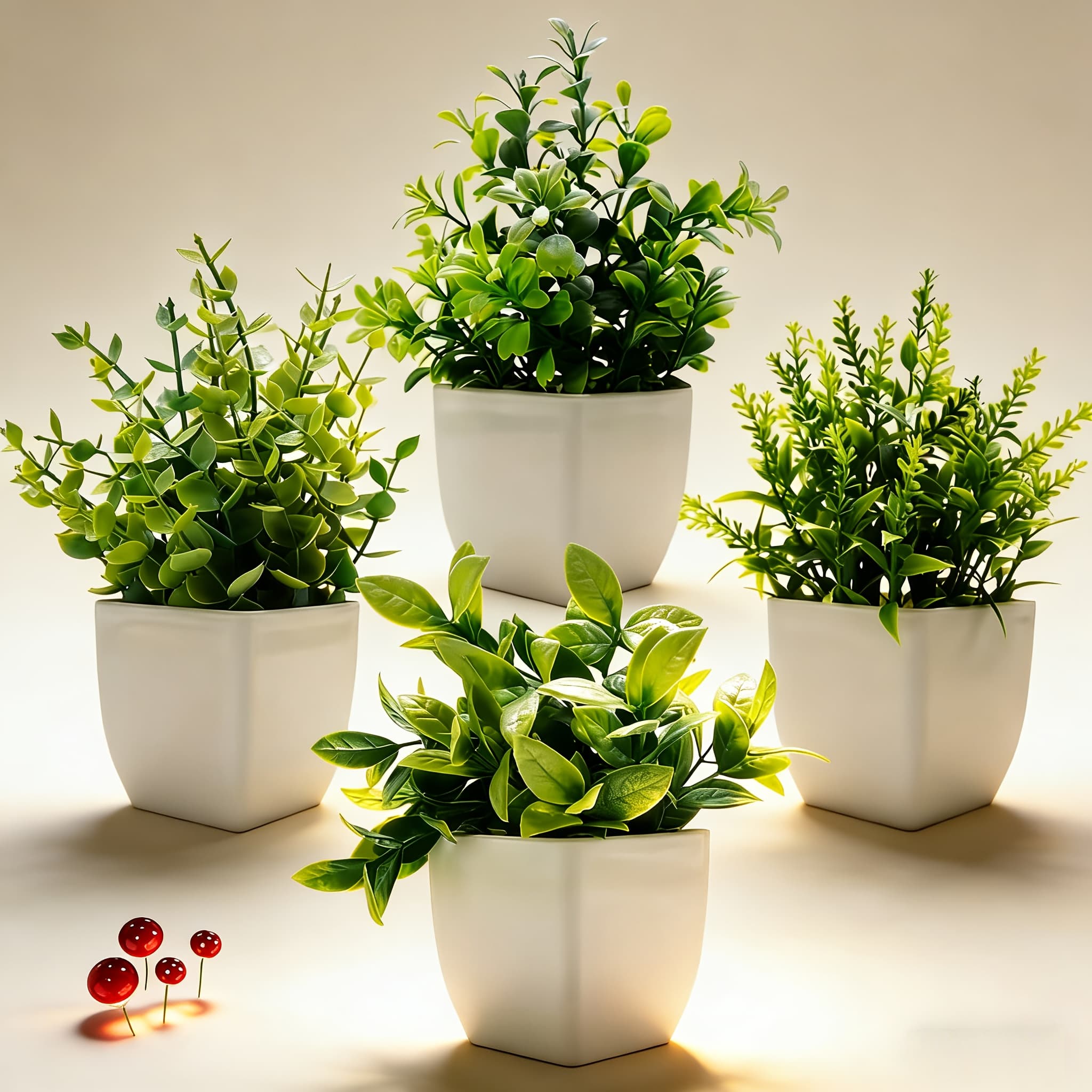TEMU 4 Pack Simulation Plant Mini Artificial Eucalyptus Potted Plant, Suitable For Home, Indoor Office Desks, Rooms, Bathrooms, Thanksgiving, Blackfriday, Christmas, New Year Decoration