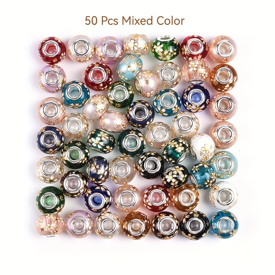 TEMU 50pcs Of Assorted Color With Large Holes, Designed For Bracelet Crafting