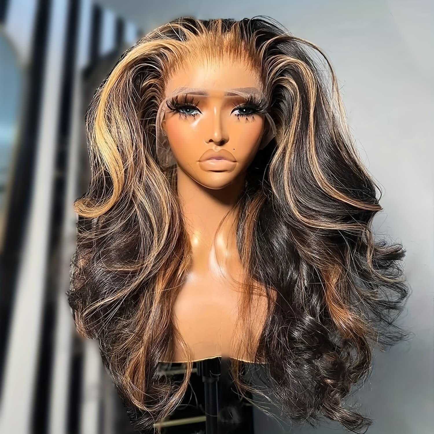 TEMU Chocolate Brown Wig Highlight Lace Front Wigs For Women Body Wave Wigs