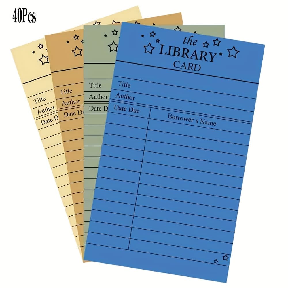 TEMU Bulk 3x5 Inch Colored Library Cards For School Book Borrowing, Used For Tracking Due Dates Of Book Bags And Classroom Supplies, Cataloging 40 Items.