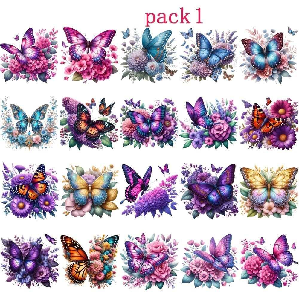 TEMU Stickers Featuring Flowers And Butterflies, Perfect For Scrapbooking, Journals, And Stationery Projects. Includes Handmade Additions, Envelopes, And Decorative Elements For Card Making