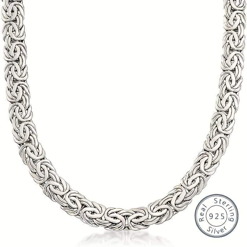 TEMU 925 Sterling Silvery Byzantine Loop Straw Rope Necklace, 18k Gold Plated, Ladies' Necklace, Suitable For Daily Wear And Vacation, A Gift For And , Birthday And Day Gifts, With A Box Included
