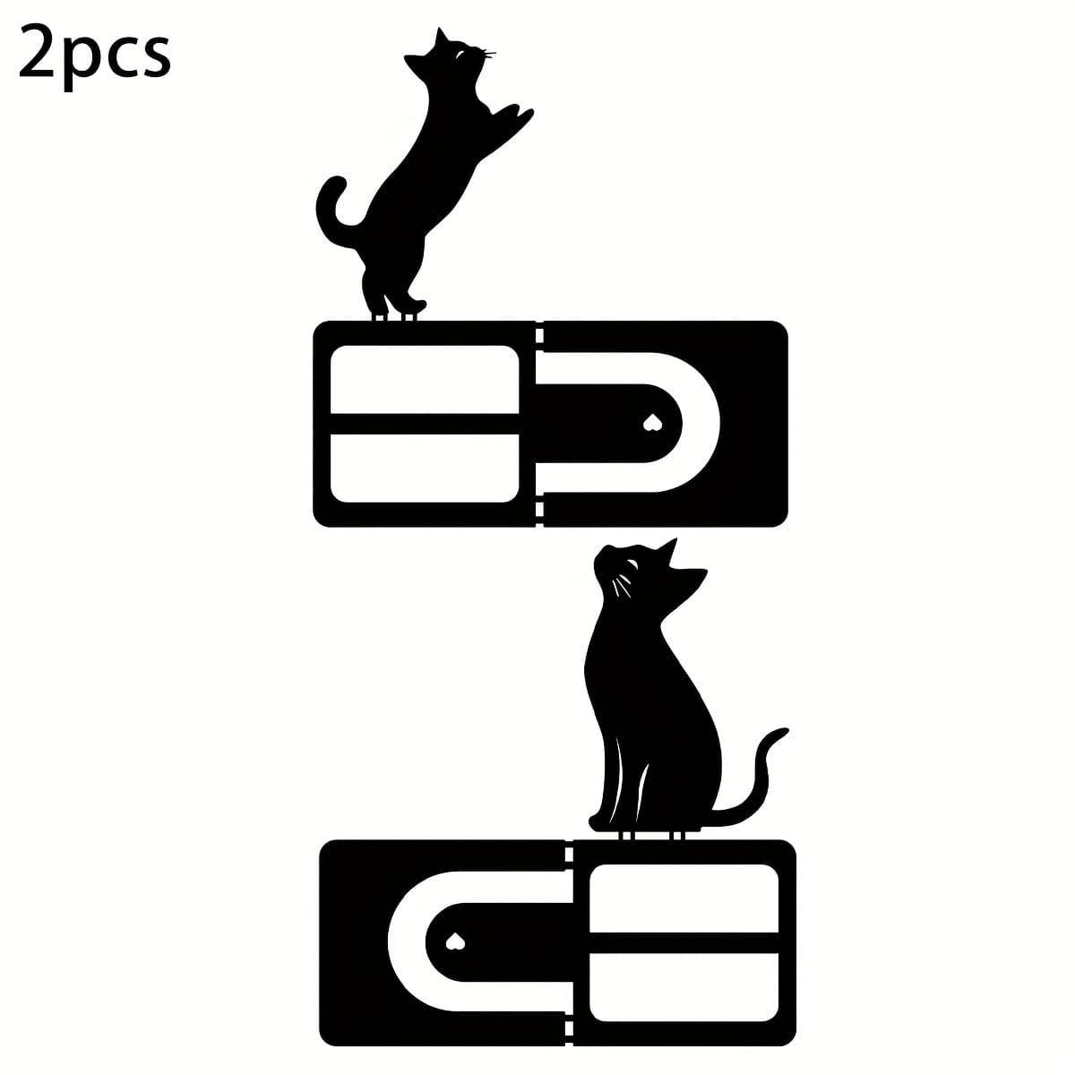 TEMU Back To School 2pcs Black Cat Metal Bookends - Non-slip Desk Organizer With Vibrant Bookshelf Design, Perfect For Home, Office, And School Decor, Bookends For Des