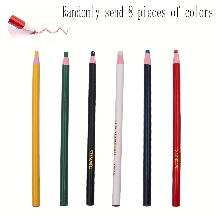 TEMU 8pcs Set Of Colored Water-soluble Sewing Pencils, Erasable Fabric Markers, Suitable For Home Tailoring, Crafts, And Diy Sewing Projects, Made With Safe Graphite Material