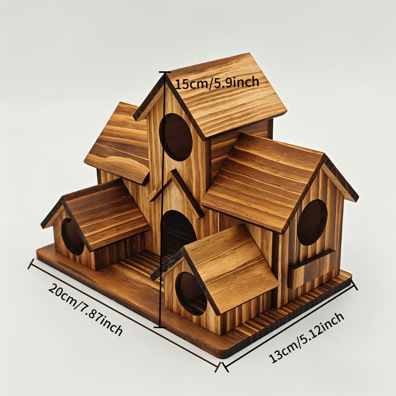 TEMU Bird Houses For Outside, Wooden Bird Houses With 6 Separate Rooms, Hanging Birds House, Garden Country Cottages Birds Nest Feeder For Hummingbirds, Swallow, Bluebird
