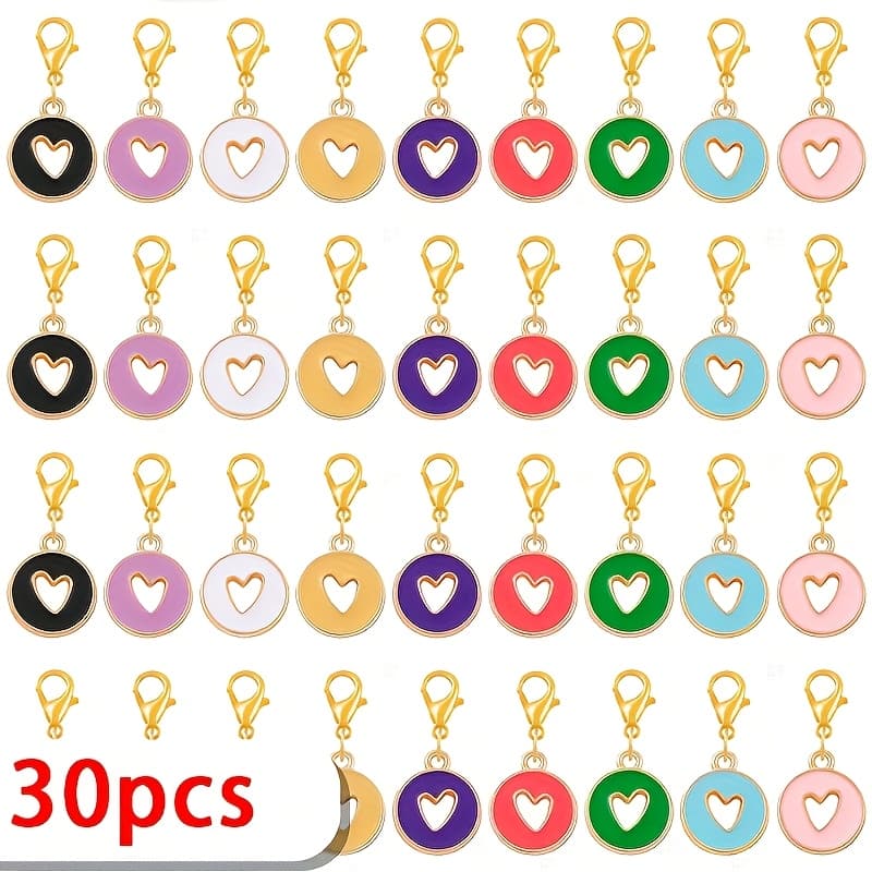 TEMU 30pcs Necklace Charms For Jewelry Making Heart-shaped Alloy Charms, Colorful Pendants For Jewelry Making, With Valentine's Day Decorations For Bracelets, Necklaces, Earrings, Keychains