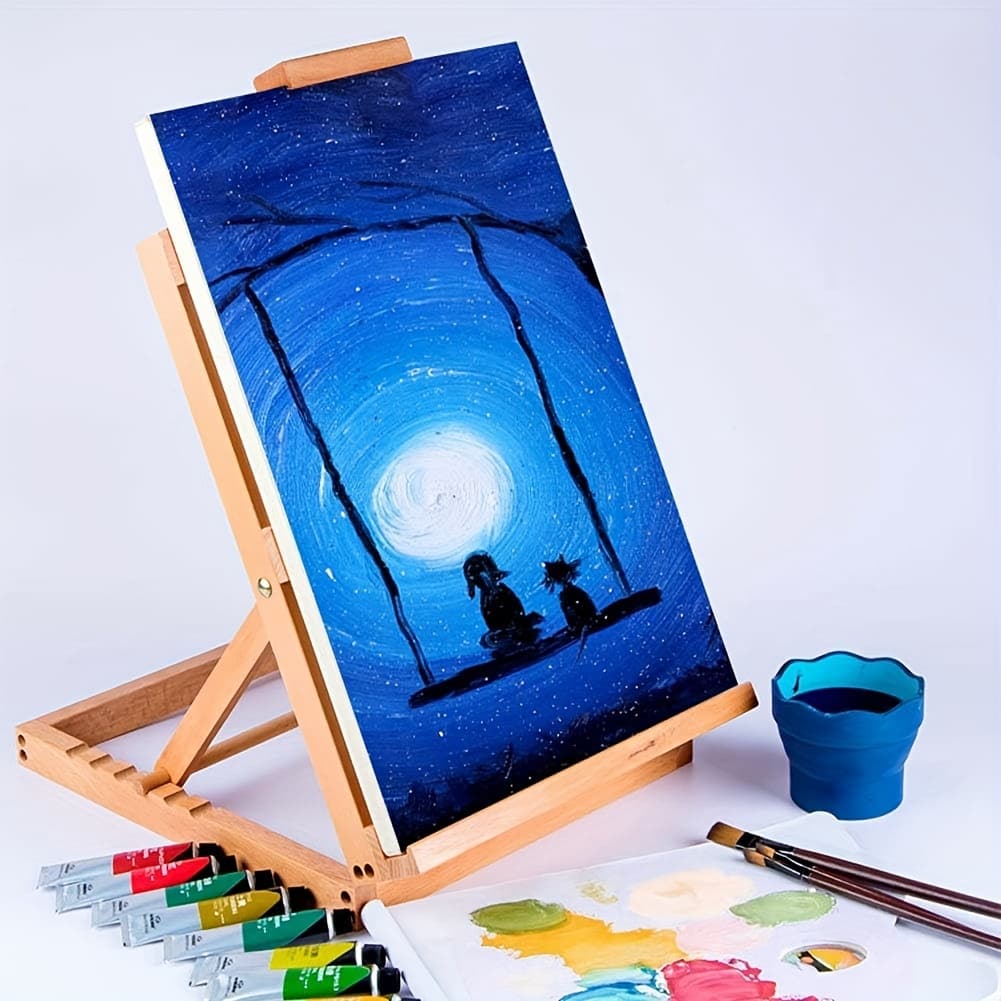 TEMU 1pc Venice Heavy Duty Tabletop Wooden Studio Easel - Artists Adjustable Painting Easel, To 23" Canvas, Portable Sturdy Table Desktop Holder Stand