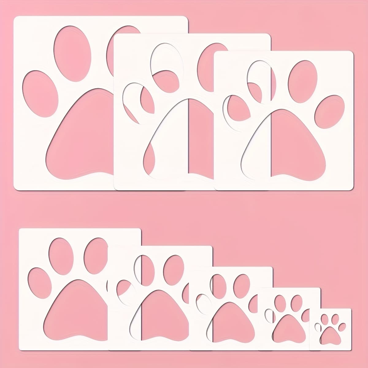 TEMU Paw Stencil, 8pcs Large Dog Paw Stencil For Painting, Cute Paw Print Stencils Template Reusable Plastic Animal Paw Paint Stencil For Crafts Art Painting On Wood Paper Flag Wall Home Decor