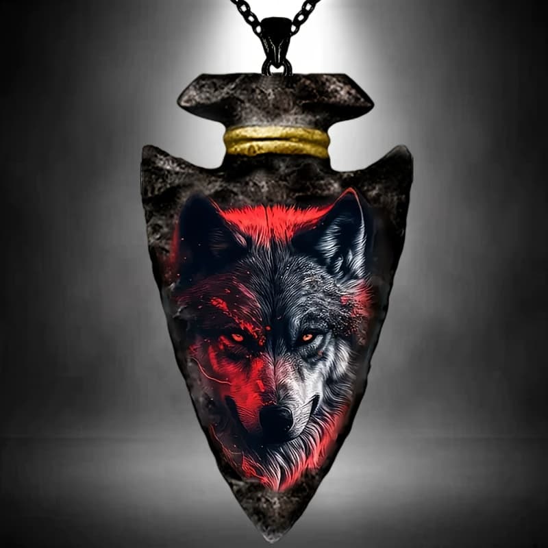 TEMU 1pc Punk Hip Wolf Geometric Painted Sticker Pendant Necklace Men Women Trend Jewelry Accessories Gifts